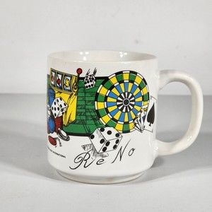 Vintage RENO Casino Rare Coffee Mug Cup 1985 Host International